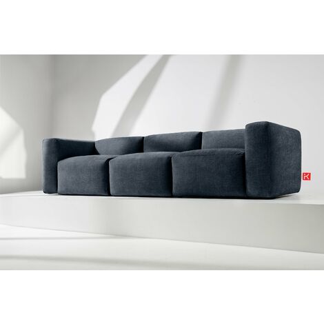 KONSIMO BUFFO Sofa 3 Sitzer mit extrem weicher und bequemer Sitz, dunkelblau