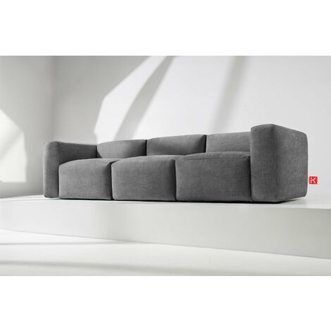 KONSIMO BUFFO Sofa 3 Sitzer mit extrem weicher und bequemer Sitz, grau