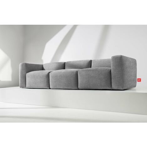 KONSIMO BUFFO Sofa 3 Sitzer mit extrem weicher und bequemer Sitz, hellgrau