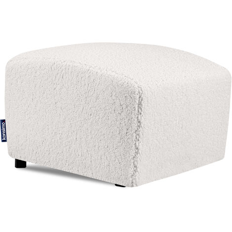 KONSIMO CARO Moderne Pouf aus Lammfellstoff für das Wohnzimmer, weiß
