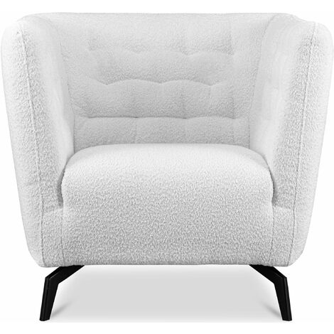 KONSIMO CORDI Eleganter Sessel auf Beinen aus Lammfellstoff, weiß