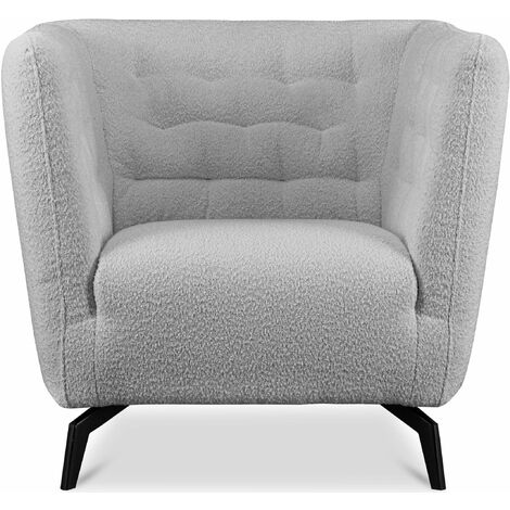 KONSIMO CORDI Eleganter Sessel mit Beinen aus Schafsfell, hellgrau