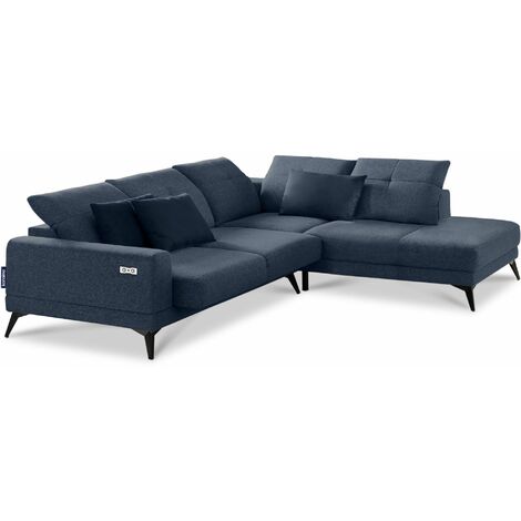 KONSIMO DAVIDI Eckgarnitur 4/5 Sitzer mit elek. Relaxfunktion, blau