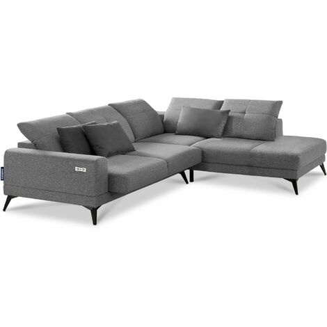 KONSIMO DAVIDI Eckgarnitur 4/5 Sitzer mit elek. Relaxfunktion, grau