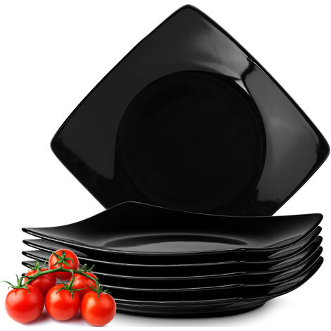 KONSIMO Dessertteller EPIRI 6-tlg. Schwarz Keramik Asian 21x21cm