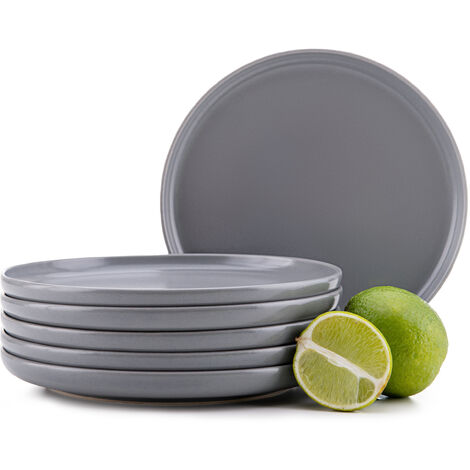 KONSIMO Dessertteller-Set VICTO 6-tlg. Grau Keramik 20cm