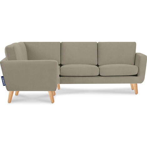 KONSIMO Ecksofa links mit Armlehnen "TAGIO", Beige, Stoff, Scandinavian, 220x80x181cm