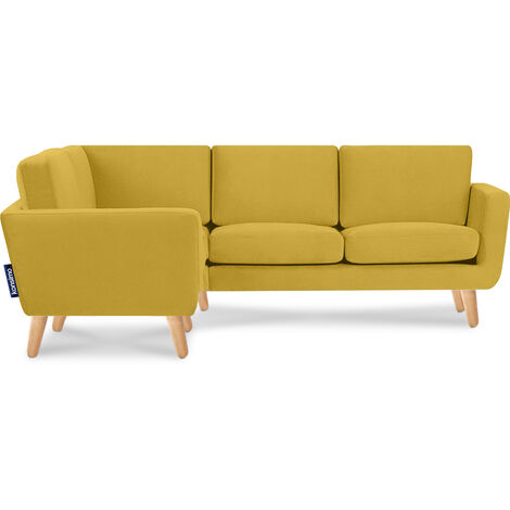 KONSIMO Ecksofa links mit Armlehnen "TAGIO", Gelb, Stoff, Scandinavian, 220x80x181cm