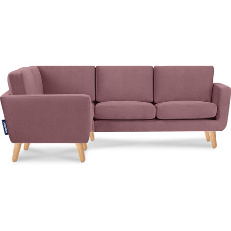 KONSIMO Ecksofa links mit Armlehnen "TAGIO", Rot, Stoff, Scandinavian, 220x80x181cm