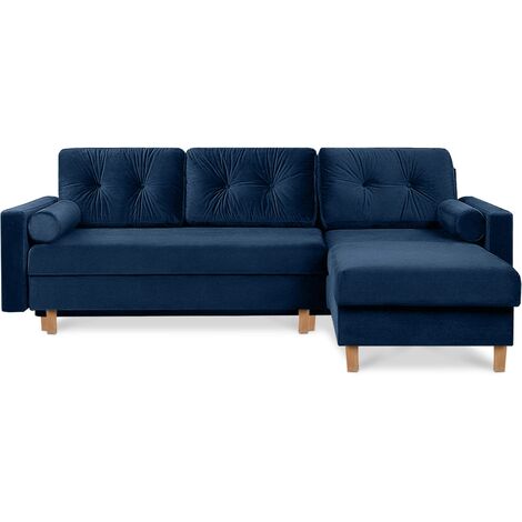 KONSIMO ERISO Bequemes Ecksofa, 3/4 Sitzer, Schlaffunktion, blau