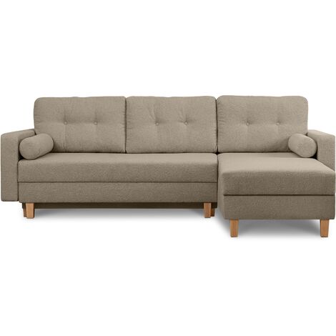 KONSIMO ERISO Bequemes Ecksofa, 3/4 Sitzer, Schlaffunktion, braun