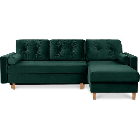 KONSIMO ERISO Bequemes Ecksofa, 3/4 Sitzer, Schlaffunktion, dunkelgrün