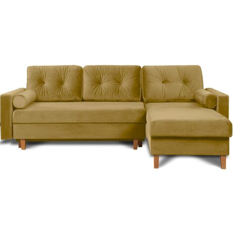 KONSIMO ERISO Bequemes Ecksofa, 3/4 Sitzer, Schlaffunktion, gelb