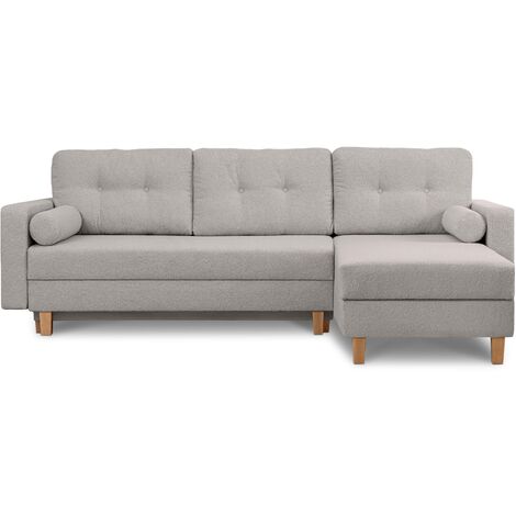 KONSIMO ERISO Bequemes Ecksofa, 3/4 Sitzer, Schlaffunktion, grau
