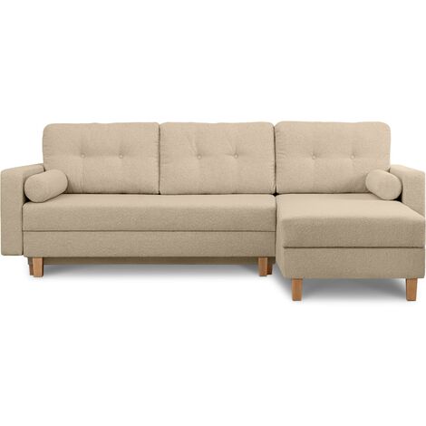 KONSIMO ERISO Bequemes Ecksofa, 3/4 Sitzer, Schlaffunktion, hellbeige