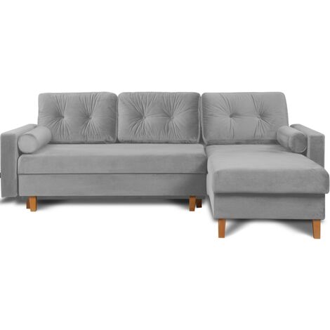KONSIMO ERISO Bequemes Ecksofa, 3/4 Sitzer, Schlaffunktion, hellgrau