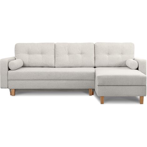 KONSIMO ERISO Bequemes Ecksofa, 3/4 Sitzer, Schlaffunktion, weiß