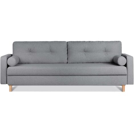 KONSIMO ERISO Schlafsofa 3-Personen mit ausziehbare Liegfläche 196x150 cm, Grau