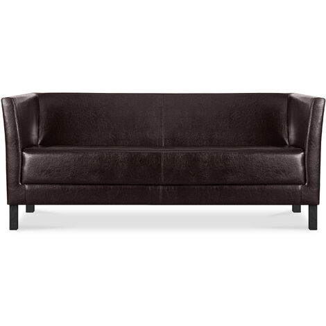 KONSIMO ESPECTO Modernes Sofa 3 Sitzer aus Kunstleder, dunkelbraun