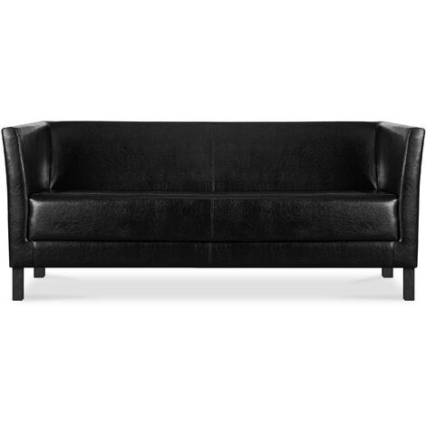 KONSIMO ESPECTO Modernes  Sofa 3 Sitzer aus Kunstleder, schwarz