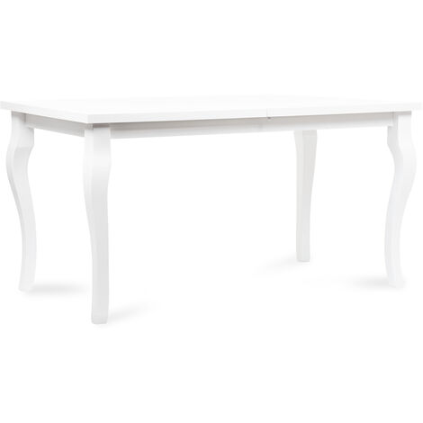 KONSIMO Esstisch ausziehbar bis 190cm, rechteckig "CABIO", Weiß, laminierte Möbelplatte, Elegant, 150-190x76,5x80