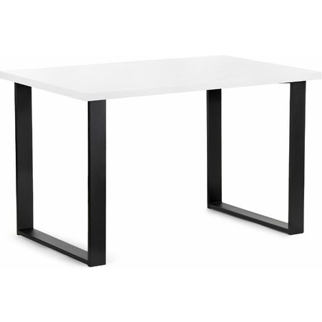 KONSIMO Esstisch Esszimmertisch rechteckig Loft-Stil "CETO", Weiß, laminierte Möbelplatte/Metall, Loft, 125x77x80cm