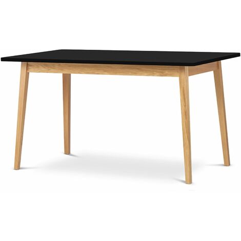 KONSIMO Esstische Höhe 75cm und Eichenholzbeine "FRISK", Schwarz, Spanplatte, Scandinavian, 160x75x90cm