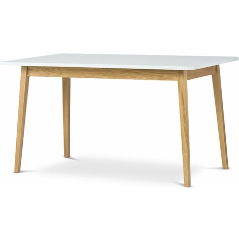 KONSIMO Esstische Höhe 75cm und Eichenholzbeine "FRISK", Weiß, Spanplatte, Scandinavian, 160x75x90cm