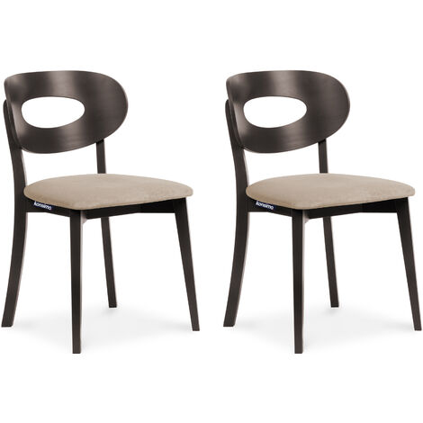 KONSIMO Esszimmerstühl Gestell aus Massivholz 2-tlg "TANER", Beige, Stoff/Holz, Scandinavian, 47x80x45 cm