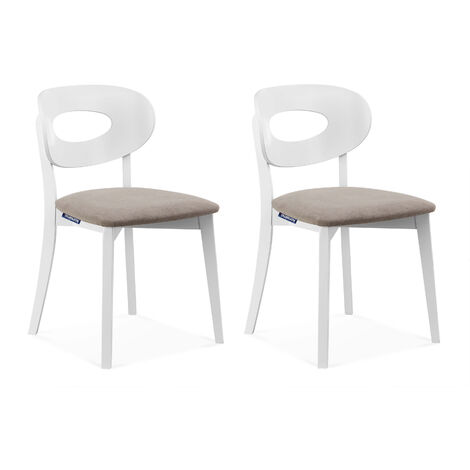 KONSIMO Esszimmerstühl Polsterstühle Holzstühle 2-tlg ''TANER", Beige, Stoff/Holz, Scandinavian, 47x80x45 cm