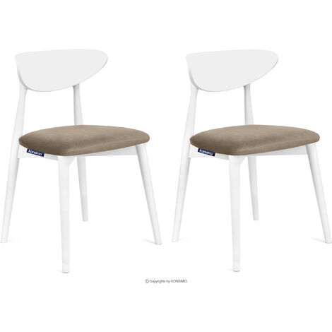 KONSIMO Esszimmerstühle 2 St RABI Gestell aus Massivholz, Beige, Stoff/Holz, Scandinavian, 47x79x45 cm