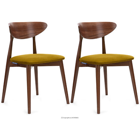 KONSIMO Esszimmerstühle 2 St RABI Gestell aus Massivholz, Gelb, Stoff/Holz, Scandinavian, 47x79x45 cm