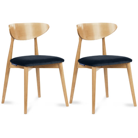 KONSIMO Esszimmerstühle 2 St RABI Gestell aus Massivholz, Marineblau, Stoff/Holz, Scandinavian, 47x79x45 cm