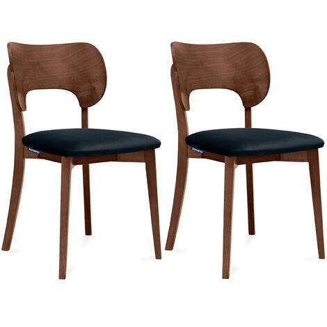 KONSIMO Esszimmerstühle LYCO 2 St Gestell aus Massivholz, Marineblau, Stoff/Holz, Scandinavian, 47x80,5x45 cm