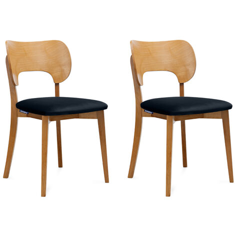 KONSIMO Esszimmerstühle LYCO 2 St Gestell aus Massivholz, Marineblau, Stoff/Holz, Scandinavian, 47x80,5x45 cm