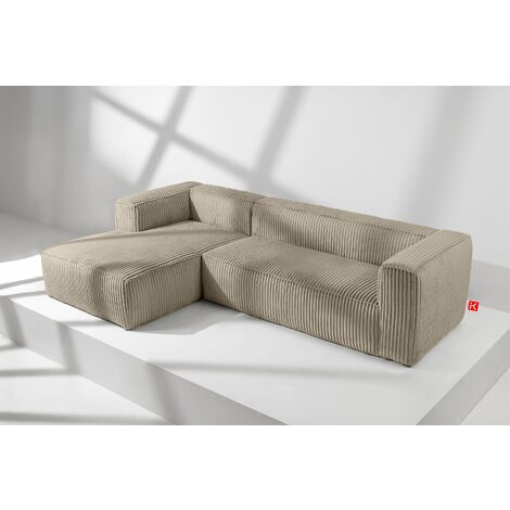 KONSIMO FEROX Modernes Ecksofa Links aus breitem Cordstoff, beige