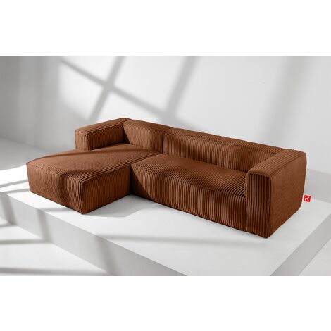 KONSIMO FEROX Modernes Ecksofa Links aus breitem Cordstoff, rot