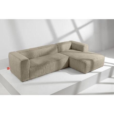 KONSIMO FEROX Modernes Ecksofa Rechts aus breitem Cordstoff, beige