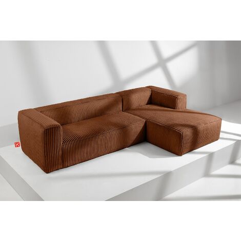 KONSIMO FEROX Modernes Ecksofa Rechts aus breitem Cordstoff, rot