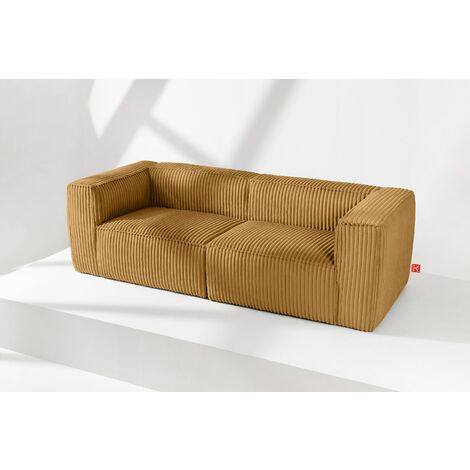 KONSIMO FEROX Modernes Sofa 3 Sitzer aus breitem Cordstoff, gelb