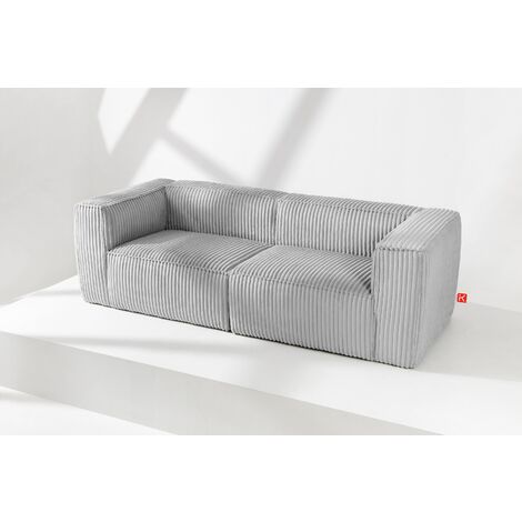KONSIMO FEROX Modernes Sofa 3 Sitzer aus breitem Cordstoff, hellgrau