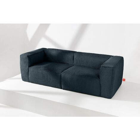 KONSIMO FEROX Modernes Sofa 3 Sitzer aus breitem Cordstoff, marineblau
