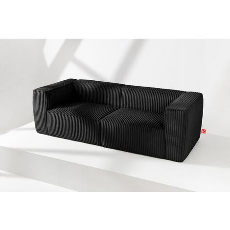 KONSIMO FEROX Modernes Sofa 3 Sitzer aus breitem Cordstoff, schwarz