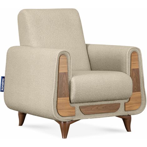 KONSIMO GUSTAVO Klassischer Sessel aus Schaumstoff und Holz, creme