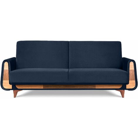 KONSIMO GUSTAVO Sofa 3-Sitzer mit Schlaffunktion, blau