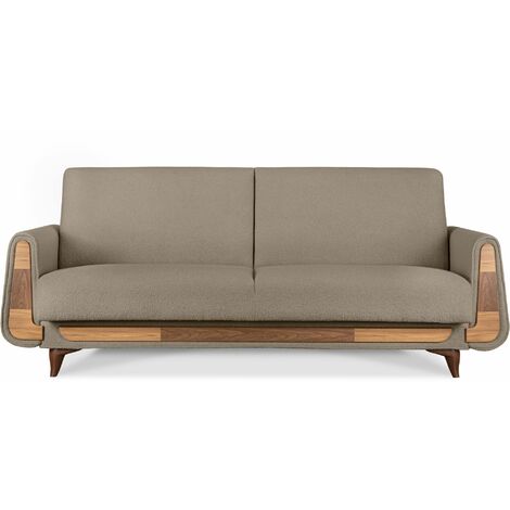 KONSIMO GUSTAVO Sofa 3-Sitzer mit Schlaffunktion, braun