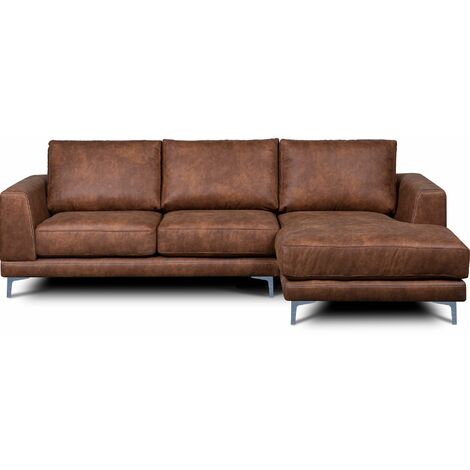 KONSIMO HOLCO Modernes bequemes Ecksofa auf Metallbeinen, 3/4 Sitzer, braun