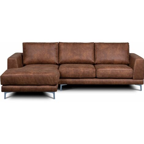 KONSIMO HOLCO Modernes bequemes Ecksofa auf Metallbeinen, 3/4 Sitzer, braun
