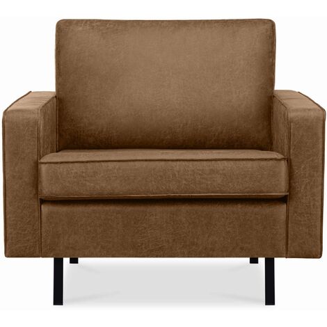 KONSIMO INVIA Großer Loft-Sessel aus Leder und Mikrofaser,  braun