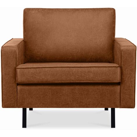 KONSIMO INVIA Großer Loft-Sessel aus Leder und Mikrofaser, cognac
